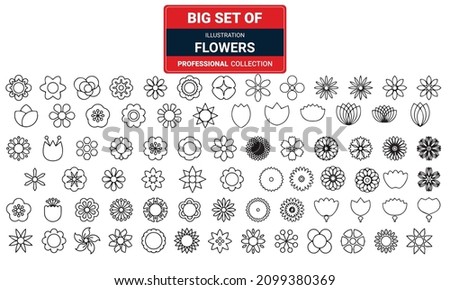 
Set of Flower icons vector collection, illustration in trendy style. Suitable for many purposes black colors and with white background