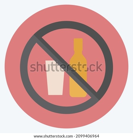 Icon No Drinks - Flat Style - Simple illustration,Design Icon vector, Good for prints, posters, advertisements, announcements, info graphics, etc.