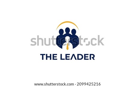 vector graphic illustration logo design for the leader, leadership with pictogram negative space style Royalty-Free Stock Photo #2099425216