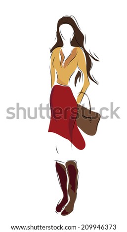 Woman in fashion clothes and bag 