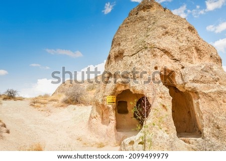 Pancarlik kilise church limestone cave building in Cappadocia. Explore hidden gems in Turkey concept