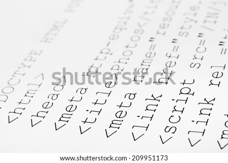 Printed internet html code - computer technology background
