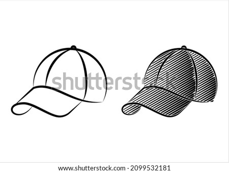 Baseball Cap Icon, Base Ball Hat Design Vector Art Illustration