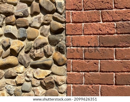 stone wall and red brick wall
