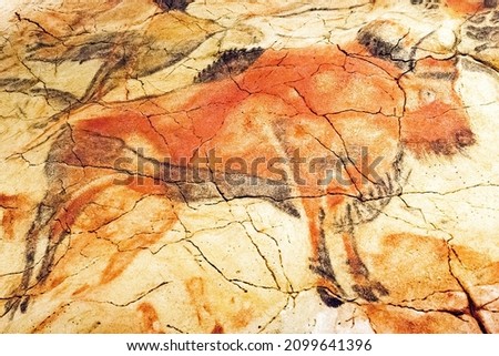 The Cave of Altamira is a cave complex, located near the historic town of Santillana del Mar in Cantabria, Spain. It is renowned for prehistoric parietal cave art featuring charcoal drawings Royalty-Free Stock Photo #2099641396