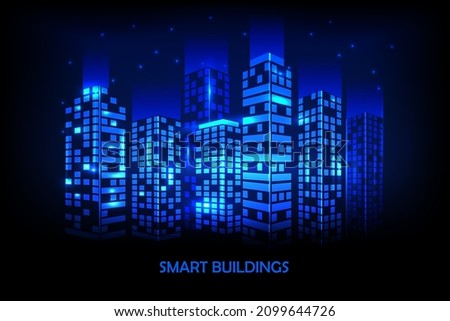Smart buildings. Vector template of the landing page. Royalty-Free Stock Photo #2099644726
