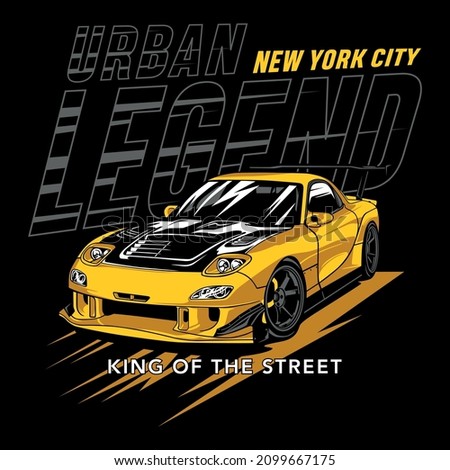 Race Car Legend, king of the street, car race drift car vector art print Royalty-Free Stock Photo #2099667175
