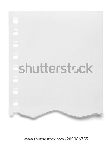 close up of  a piece of note paper on white background