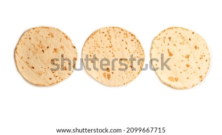 Pitta bread isolated on white background. Top view.  Royalty-Free Stock Photo #2099667715