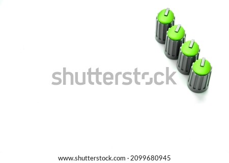 volume potentiometer mixer green knob and copy space for text