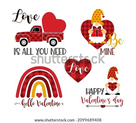 A set of decorative elements for Valentines Day. Vector Illustrations
