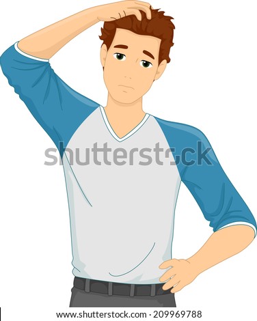 Illustration of a Man Scratching His Head