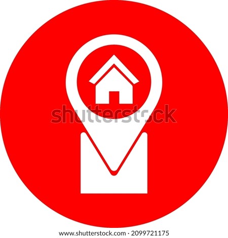 House location vector icon on a red circle