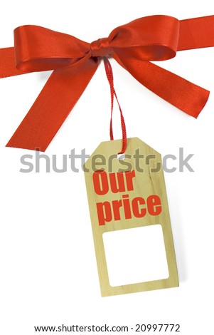 price wood tag with copy space isolated on white