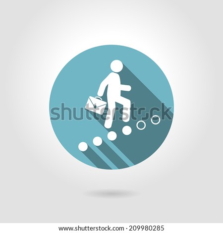 man climbs up the career ladder Royalty-Free Stock Photo #209980285