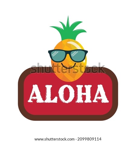 Isolated pineapple red aloha sign