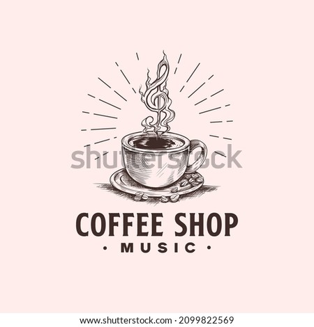 The Coffee cup cafe music vintage logo design template inspiration