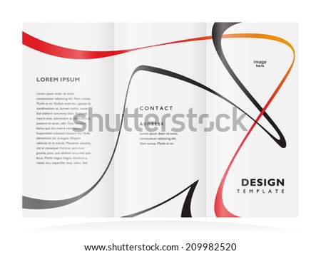 brochure design template tri-fold vector abstract curves line