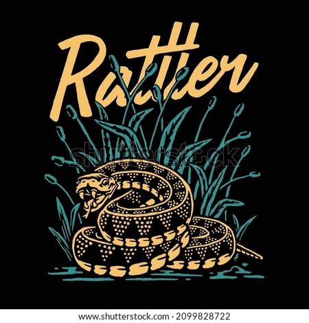 an illustration of rattle snake in bush