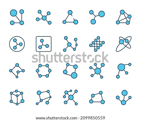 Molecule design icons set. Thin line vector icons for mobile concepts and web apps. Premium quality icons in trendy flat style. Collection of high-quality color outline logo