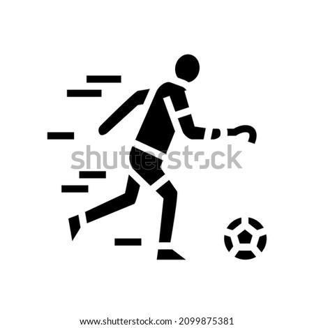 soccer football playing person with a disability athlete glyph icon vector. soccer football playing person with a disability athlete sign. isolated contour symbol black illustration