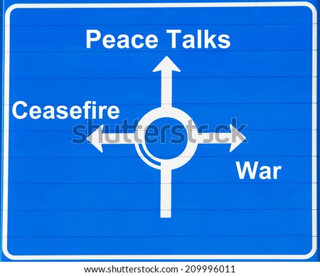 "Peace or war" road sign