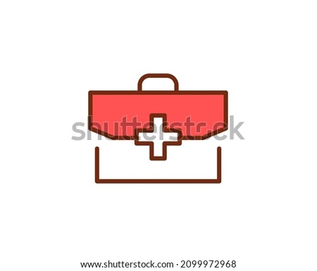 First aid kit flat icon. Thin line signs for design logo, visit card, etc. Single high-quality outline symbol for web design or mobile app. Medical outline pictogram.
