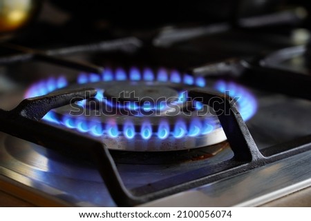 Gas stove and burning gas. 
Very expensive gas in Poland and Europe 