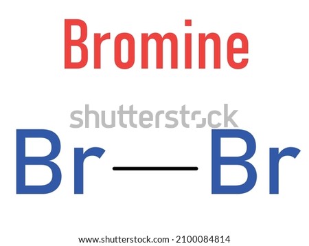 Elemental bromine, Br2, molecule. Skeletal formula. Royalty-Free Stock Photo #2100084814