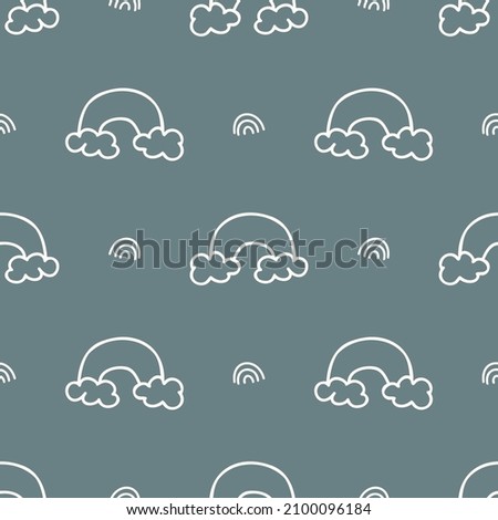  Gender neutral rainbow seamless vector background. Simple whimsical sky two tone pattern. Kids nursery wallpaper or scandi all over print. 