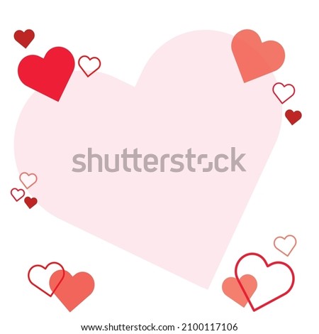 red hearts Romantic whtie background vector valentines day.copy space greeting card