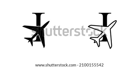 letter I plane vector template airplane logo airlines company travel agency logo 