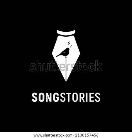 Song Stories, birds, pens logo design