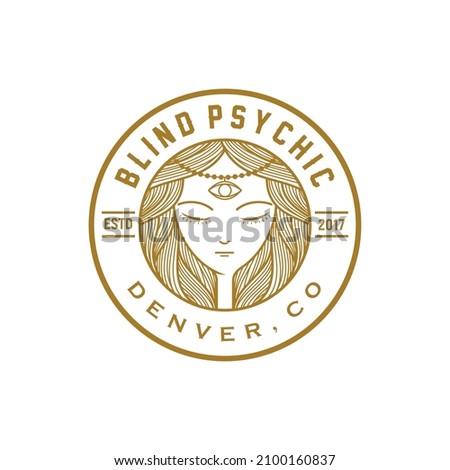 psychic woman portrait logo inspiration, gypsy, wine brand Royalty-Free Stock Photo #2100160837