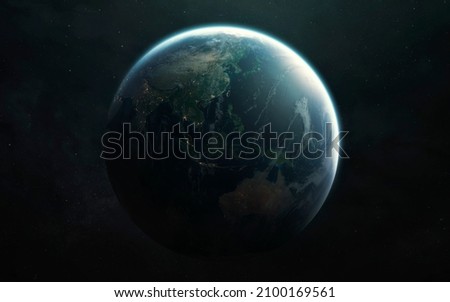Australia, Asia. Planet Earth and Moon view from space. Elements of image provided by Nasa