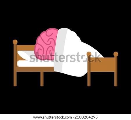 brain asleep. brains are resting. brain sleeps on bed. vector illustration