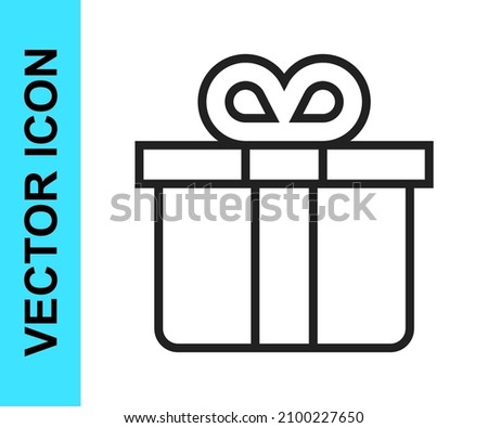 Black line Gift box icon isolated on white background.  Vector