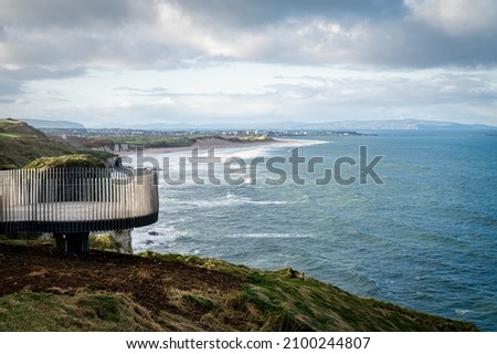 Magheracross Viewpoint over looking the coast towards Portrush on the north Coast of Northern Ireland Royalty-Free Stock Photo #2100244807