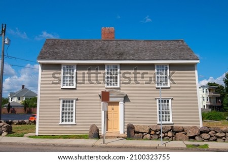 John Quincy Adams Birthplace is a historic house at 141 Franklin Street in Quincy, Massachusetts MA, USA. This house, built in 1716, is the birthplace of the sixth US President.  Royalty-Free Stock Photo #2100323755