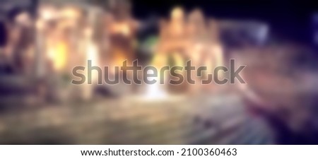 8k Matte painting of indian temple in night light for movie post production work and vfx projects, This image has been deliberately blurred and out of focus