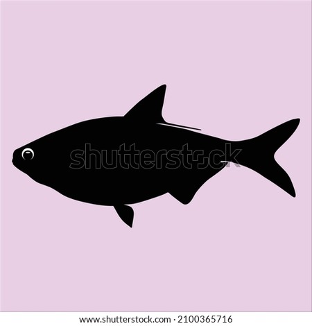 silhouette fish on black background, vector illustration, Fish vector Icon.  illustration symbol, fish vector silhouette .