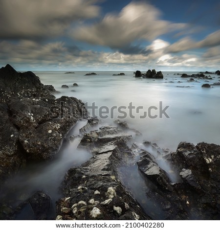 Beautiful nature landscape with unique formation rocks located at Terengganu Malaysia ( Soft focus and grain effect image .) long exposure photography.