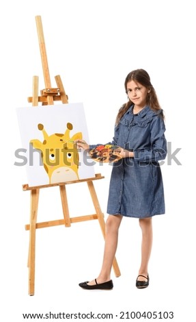 Cute little painter on white background