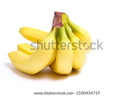 Bunch ripe yellow bananas on white background, isolate