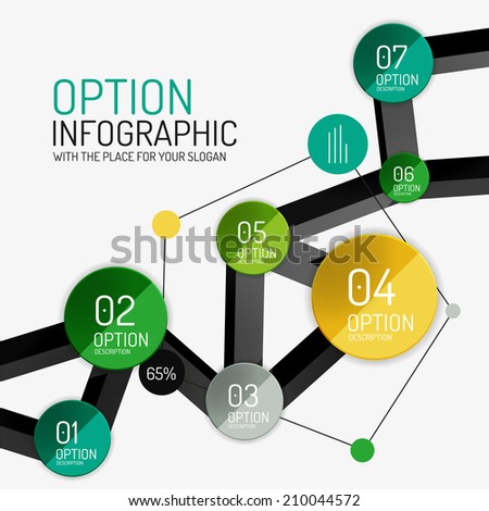 Vector infographic report template. Cut of or embossed minimal line design with stickers