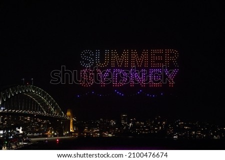 Lights in the sky over Sydney Harbor