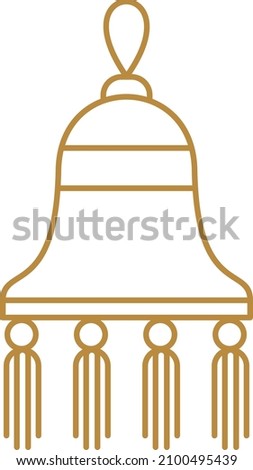 Chinese paper lantern outline icon. Oriental, Asia and Japan culture, traditional decoration. Chinese New year greeting card. Flat vector illustration.