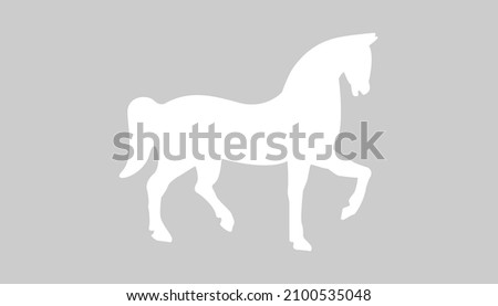 Horse white Silhouette on gray Background. Animal of racing ,  Icon vector