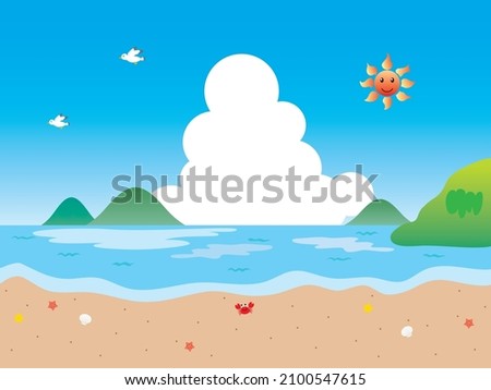 Scenery illustration of the summer sea, sky and thunderhead.
