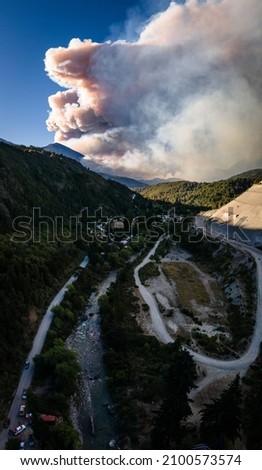 fires over the mountains and smoke in the light